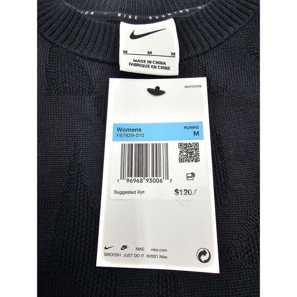 Nike Running Division Women's M Black Knit Running Wool Blend Mid Layer NWT - Picture 4 of 8